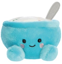 Meet the Trixie Cereal Palm Pal—a soft, cuddly plush toy in soothing white and blue hues, 