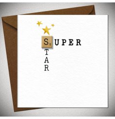 Brighten someone’s day with the Super Star Greeting Card—elegant gold star