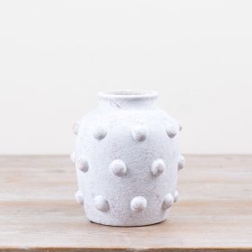 Bobble Vase 15.5cm: stylish white cement pot featuring a distinctive 3D bubble pattern.