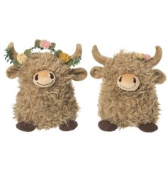 Bring rustic charm with the Flower Crown Fluffy Highland Cows Mix 2.