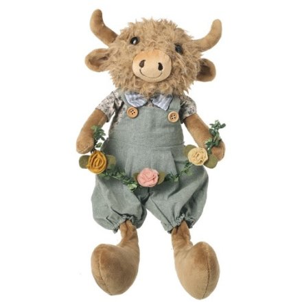 Dangly Legs Highland Cow Dungarees, 18cm 