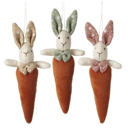 3A Hanging Rabbit Carrot Decor, 12cm