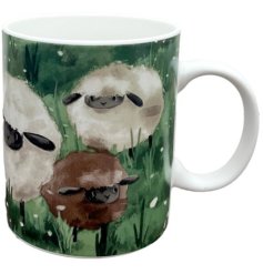 Adorable porcelain mug featuring charming fluffy sheep design.