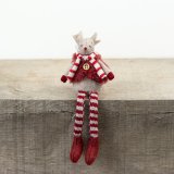 Add festive cheer to your decor with this charming, playful mouse shelf sitter.
