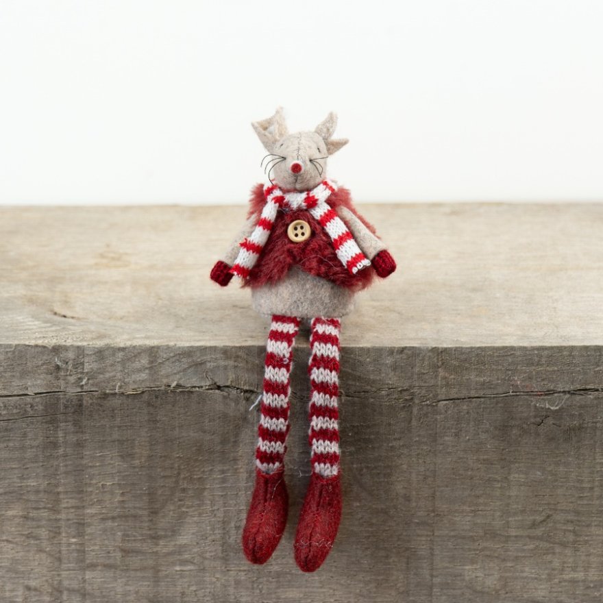 Knitted Red Mouse, 15cm