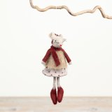 Delightful 15cm hanging mice featuring red scarves and cheerful polka dot skirts