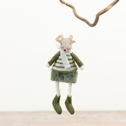 15cm Green Hanging Mouse Decoration