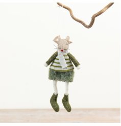 A delightful seasonal accessory, this fabric mouse ornament adds a subtle woodland charm to your festive décor.