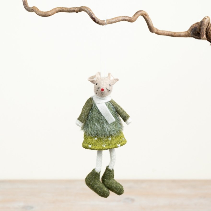 Green Skirt Polka Dot Hanging Mouse Girl Hanger , 15cm