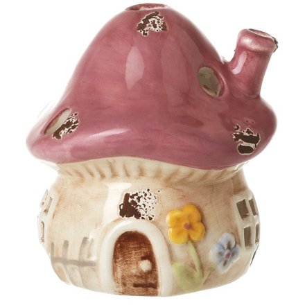 Pink Ceramic Mushroom House, 7.5cm 