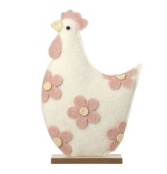 Add a cozy countryside charm to your home with this White Floral Felt Chicken Ornament, featuring soft felt and delicate
