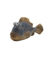 Charming blue stoneware fish ornament bringing coastal joy and character to your space