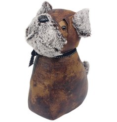 Keep your doors open in style with this charming Brown Faux Leather Pug Doorstop