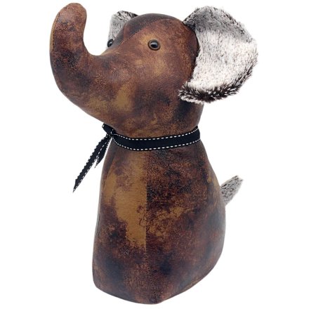 Elephant-Shaped Faux Leather Doorstop