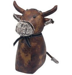 Secure your doors in style with this Faux Leather Bull Doorstop!