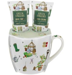 Indulge in comfort with the Green Fingers Hand Cream and Mug Set