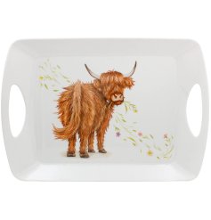 Add rustic charm to your home with the Highland Cow Large Tray
