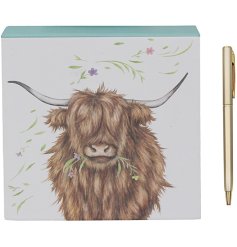 Keep Scottish Highland charm close with this cute Highland Cow memo block.