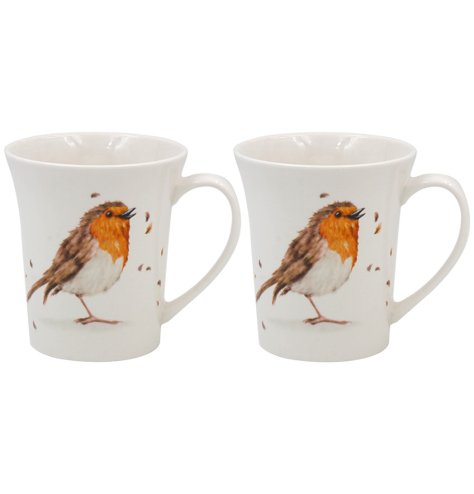 Savor your favorite hot beverages with the delightful Robins Mug Set of 2.