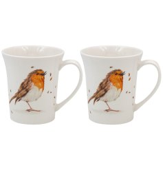 Enjoy your favourite hot drinks with the charming Robins Mug Set 2