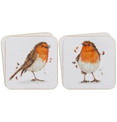 Add a cosy, seasonal touch to your table with the Robins Coasters 