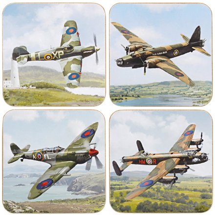 4/A Set of 4 Classic Planes Coasters, 11cm 