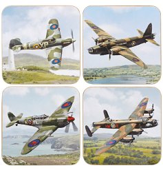 Protect your surfaces in style with Classic Planes Coasters