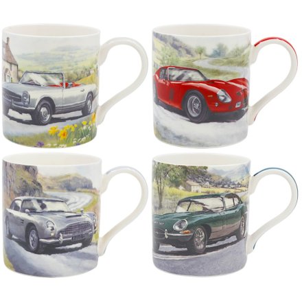 13cm Classic Cars Mug Set, S/4