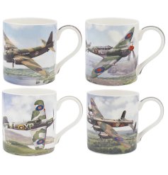 Enjoy every sip with the stylish Classic Planes mugs.