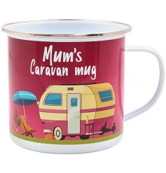 Take your tea or coffee anywhere with the Mum’s Caravan Tin Mug—perfect for on-the-go sipping!