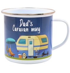 Enjoy your camping brew in style with Dad’s Caravan Tin Mug