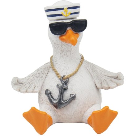 Sailor Relaxing Seagull Statue, 13cm