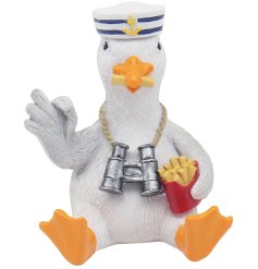 Charming seagull sailor ornament that adds a playful touch to your décor.