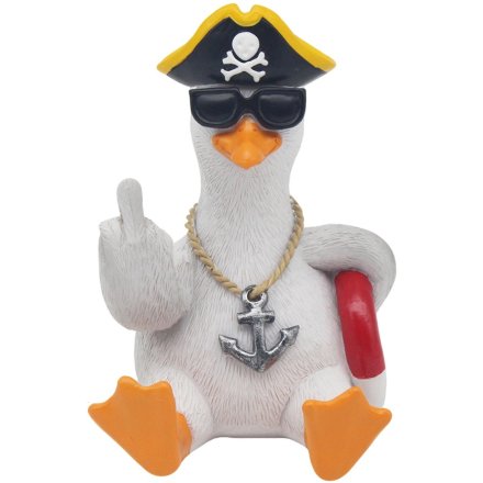 Seagull Deco with Sunglasses & Middle Finger, 14cm 