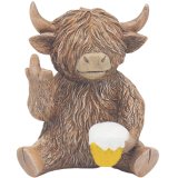 Celebrate in style with our charming Highland Cow Cheers ornament
