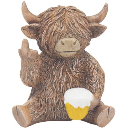 Highland Cow Cheers Ornament, 11cm 