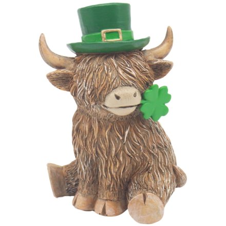 Lucky Boy Highland Cow Decoration, 13cm