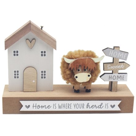 18cm Highland Cow Home Plaque