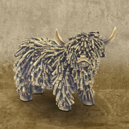 Highland Cow Figurine in Gold