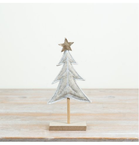 Charming 25cm white felt tree, set on a solid MDF base for stability and style.