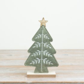 A delightful felt ornament shaped like a tree.