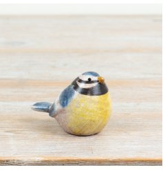 an adorable plump blue tit bird ornament