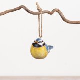 Brighten your space with this adorable hanging blue tit figurine