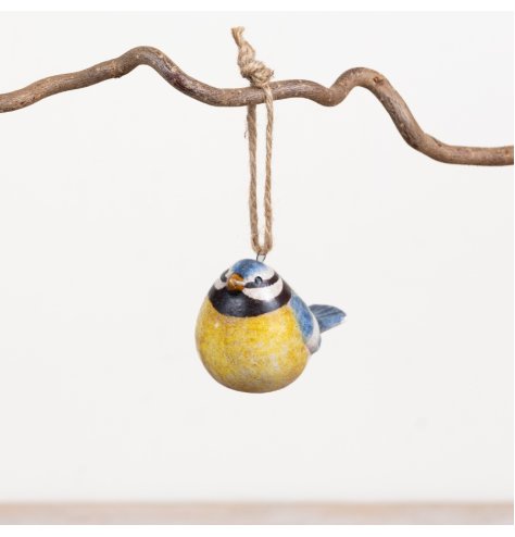 Add a delightful pop of colour with this charming blue tit hanging decoration