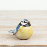 Delightful stoneware Blue Tit ornament bringing cosy woodland charm indoors