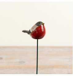 Add woodland charm to your garden with this delightful red robin stake