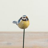a charming blue tit bird garden stake 
