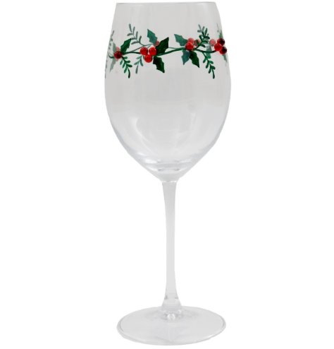 Enjoy your drink in this chic Christmas berry-themed wine glass.