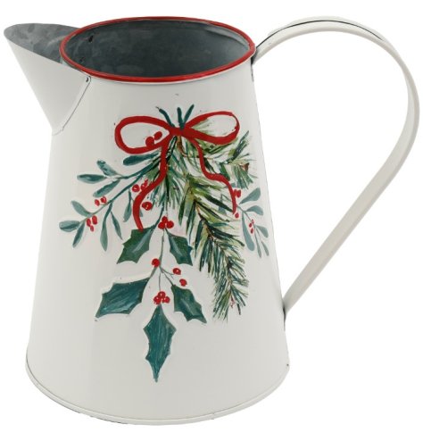 Bring holiday cheer to your space with this 16.5cm Holly Sprig Jug Vase.