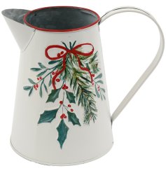 Bring holiday cheer to your space with this 16.5cm Holly Sprig Jug Vase.